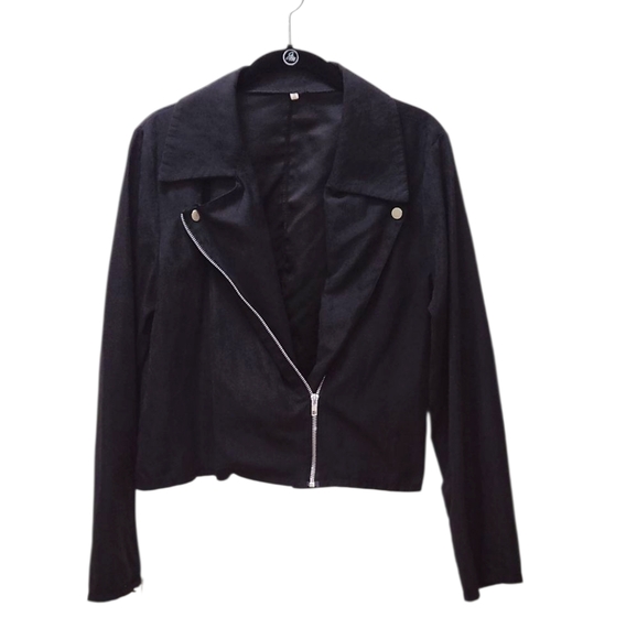 Jackets & Blazers - Black Moto Jacket With Zipper At End Of Sleeve Size 2XL / 2X